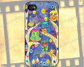 iphone 4/4S/iphone 5 Case/owls party/3 colors to choose/High Quality Image/Leather Texture/Reg Mail