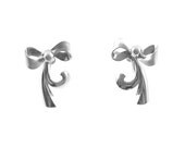 Sterling Silver Ribbon Bow Earrings