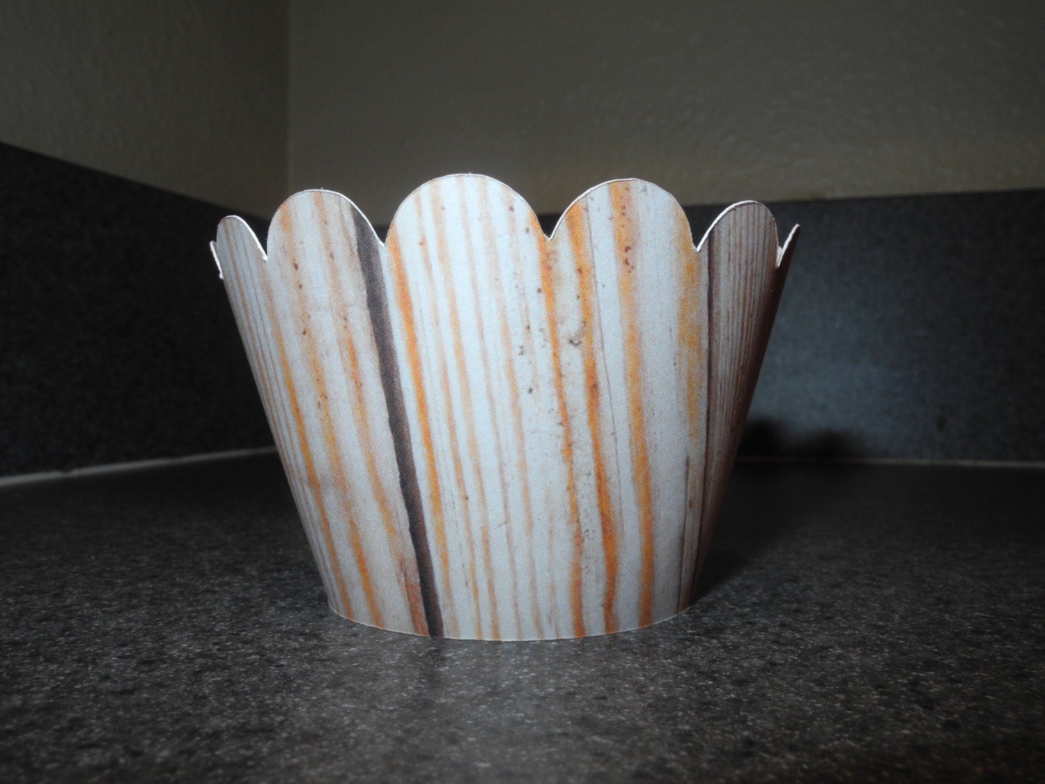 Wood Cupcake Wrappers  Set of 12 Wood Grain
