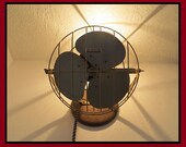 Classic Antique (Vintage Goth, SteamPunk Lamp Construction of Fan & Cage Light - 1940s Industrial Components) MADE in USA...