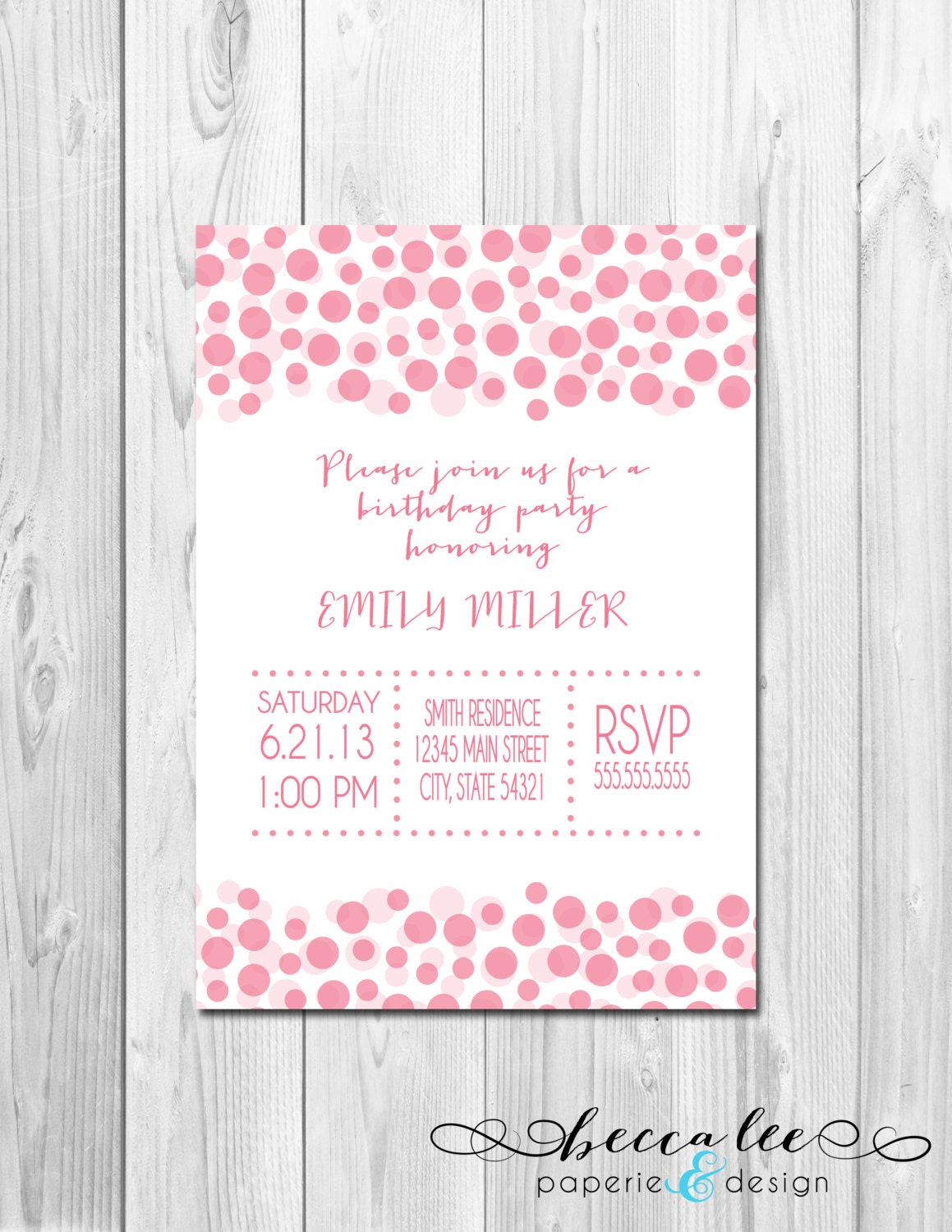 Pink Confetti Birthday Party Invitation - DIY - Printable Il_170x135