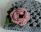 Lightweight crochet baby beanie - baby hat - handmade - Newborn to Toddler sizes -  cotton - handmade - summer/ spring baby cap