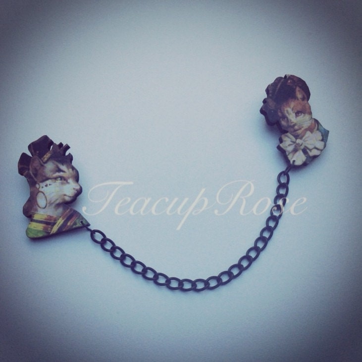 Victorian Cat Sweater/Collar Pins
