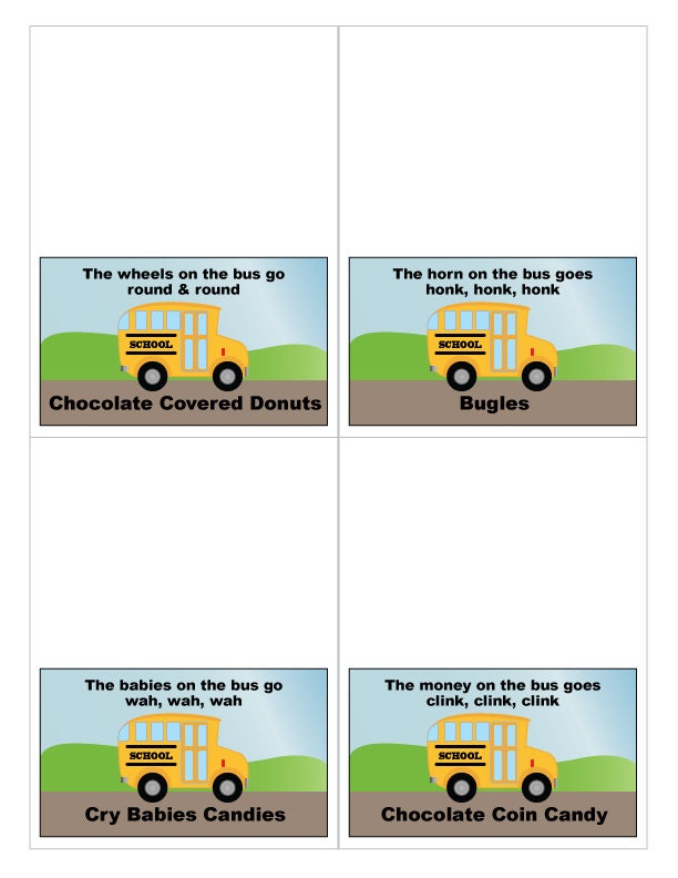 Wheels on the Bus Printable Food Labels