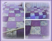 The "Porphyry" Quilt. A delicious shades of purple quilt made from soft and snuggly chenille and vinatge rose fabric