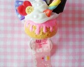 Cream Cake Ring - Strawberry, Marshmallow, Banana and Chocolate - Sweet Deco Decoden Cute Kawaii Handmade Miniature Sweet Jewelry