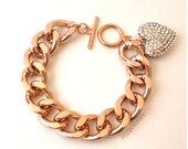 Rose Gold Heart Charm Bracelet