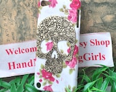 rose flower protective case for iphone 5 4 4S or ipod touch 5  with bronze skull / ghost