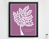 Wedding Tree Guest Book // Personalized Art Poster Print // Wispy //  Love Birds  // 75 guest // 16x20 // Wedding Gift // Bridal Shower Gift