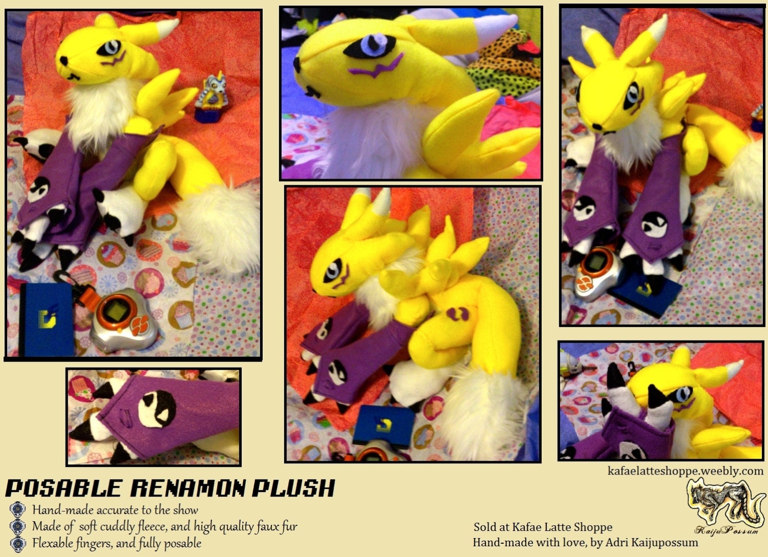 Posable Renamon Plush - Digimon Tamers