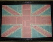 Handmade Book Page Mosaic Union Jack or Birds or Umbrella or Tree Wall Decor Wall Hanging Framed Very Cool for British Lovers