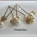 Bridal Hair Pins, Wedding Hair Accessories, Swarovski Pearls Gold Rhinestones, Bridesmaid Hairdo, Gold wedding, Ivory hairpins, Set of 3