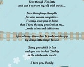Cute Love Poem from Child to Daddy 8 X 10 Print INSTANT Download