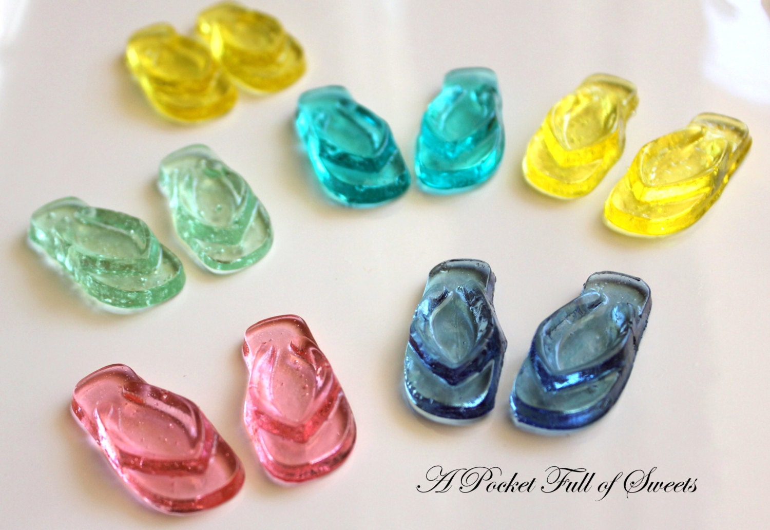 FLIP FLOP Candy Bite-Sized Barley Sugar Hard Candy Cupcake Toppers Cake Decor Candy Buffet Gifts