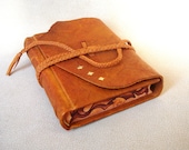 Leather Journal, Sketchbook, Diary, Orange Brown Leather, Painted Edges