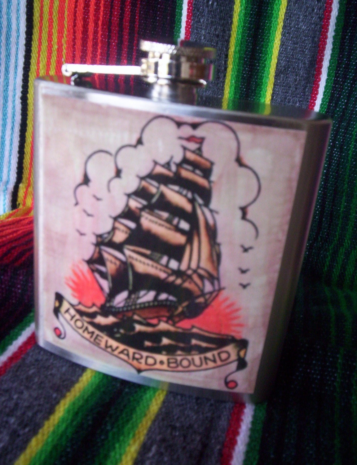Homeward Bound.....Sailor, Tattoo Flash, Old School Tattoo Flask, Pirate