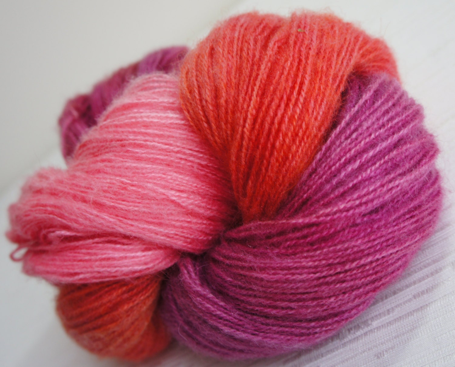 Hand Painted Yarn, Hand Dyed Angora Yarn 523 yards, Fingering Weight