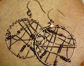 Statement Earrings, Wire Wrapped Earrings, Hoop Earrings,  Dangly Hoop Earrings, Vintage Hoop Earrings
