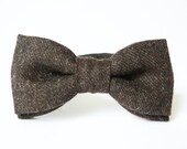 Mens bow tie by Bartek Design - groom wedding classic retro necktie chic handmade gift for him ready to wear - Dark Brown Chocolate Wool