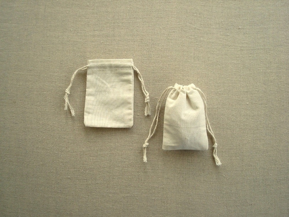 3 x 4 qty. 100 Best Cotton Muslin bags, favor bags, double drawstring