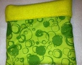 Small Animal Sleeping Bag - Green Bubbles with Yellow