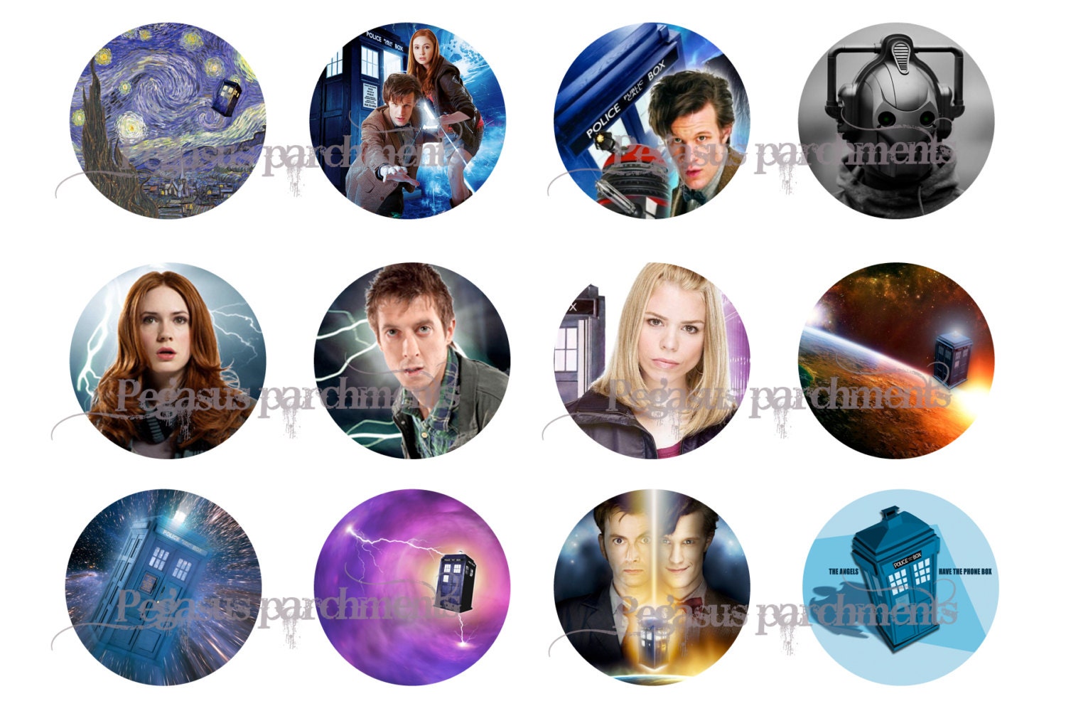 Doctor Who Bottle Cap Images -4x6 Digital Collage Sheet 1 Inch Circles for Pendants, Hair bows, Magnets, Buttons, Jewelry