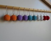 Crochet ball earring. Red, blue ,white ,purple, orange.  Cotton crochet dangle earring.