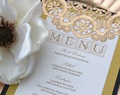 Wedding Menu Card Regal Yellow Dark Grey Cream Gold