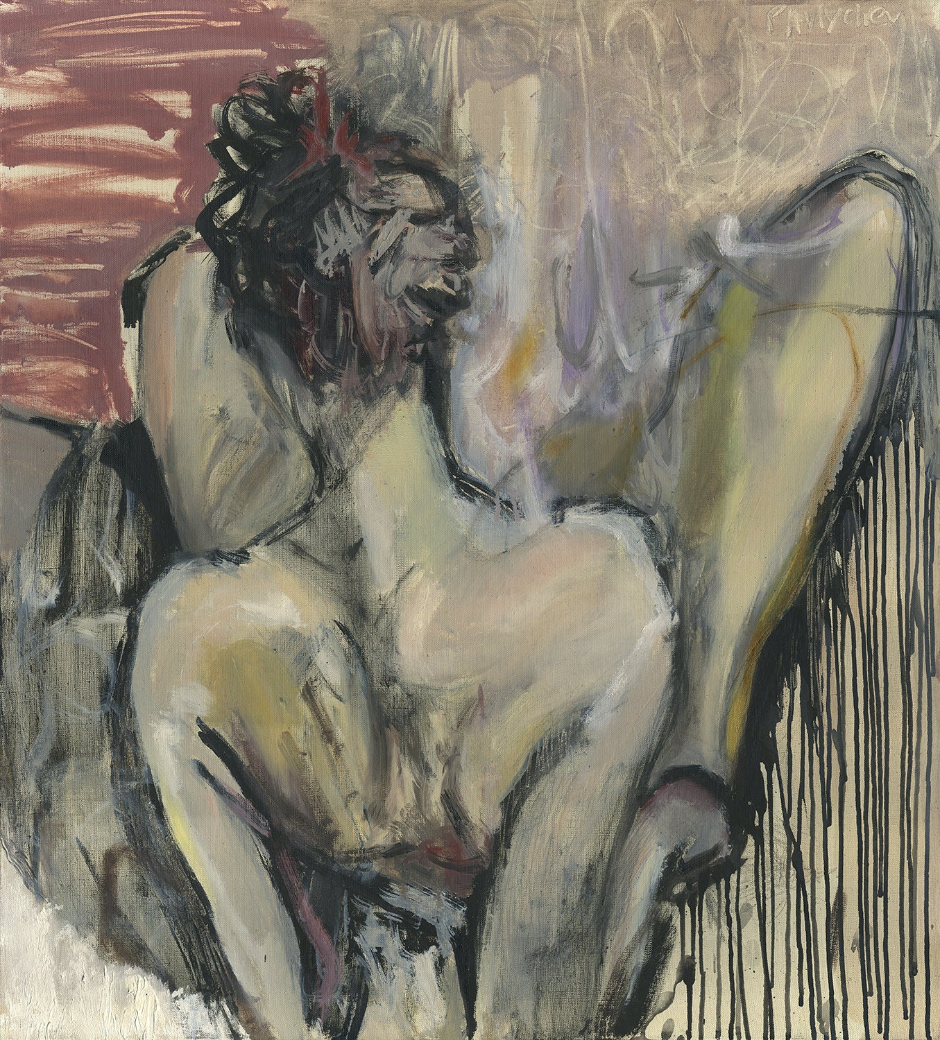 Original Large Figurative Painting - Woman Nude - Contemporary Art -  Wall Hanging Oil on canvas - 31.5x35.4 inches (80x90 cm)