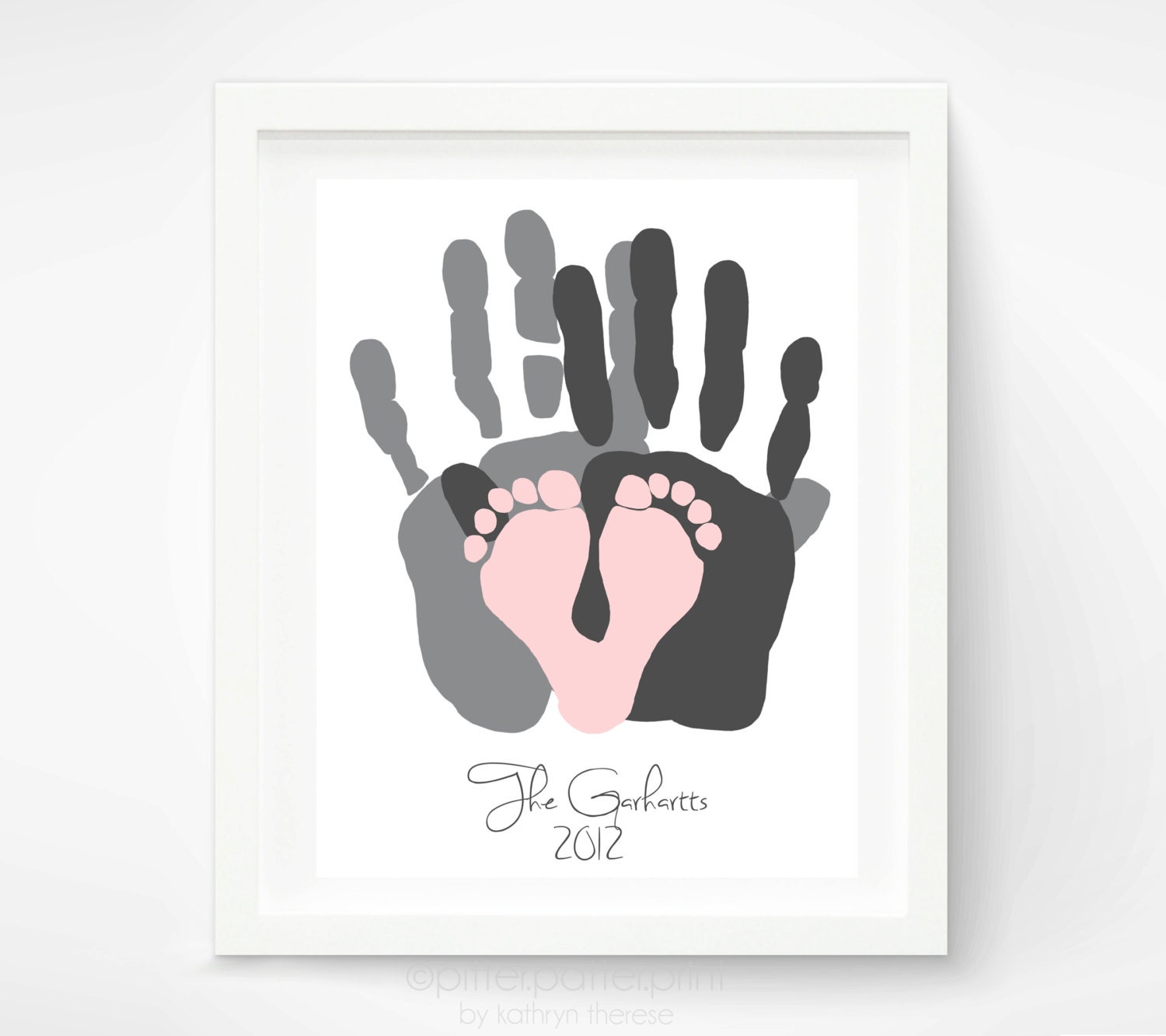 Gift for New Dad - First Father's Day Gift - Baby Footprint and Hand Print Art Print - Personalized Family Portrait - Baby Footprint Art