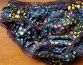 Floral Japanese Cotton Voile Brief - Black, Blue, Pink, and Yellow with Ruffle