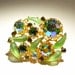 Vintage Karu Arke Brooch Austria Green Rhinestones Frosted Glass Pin