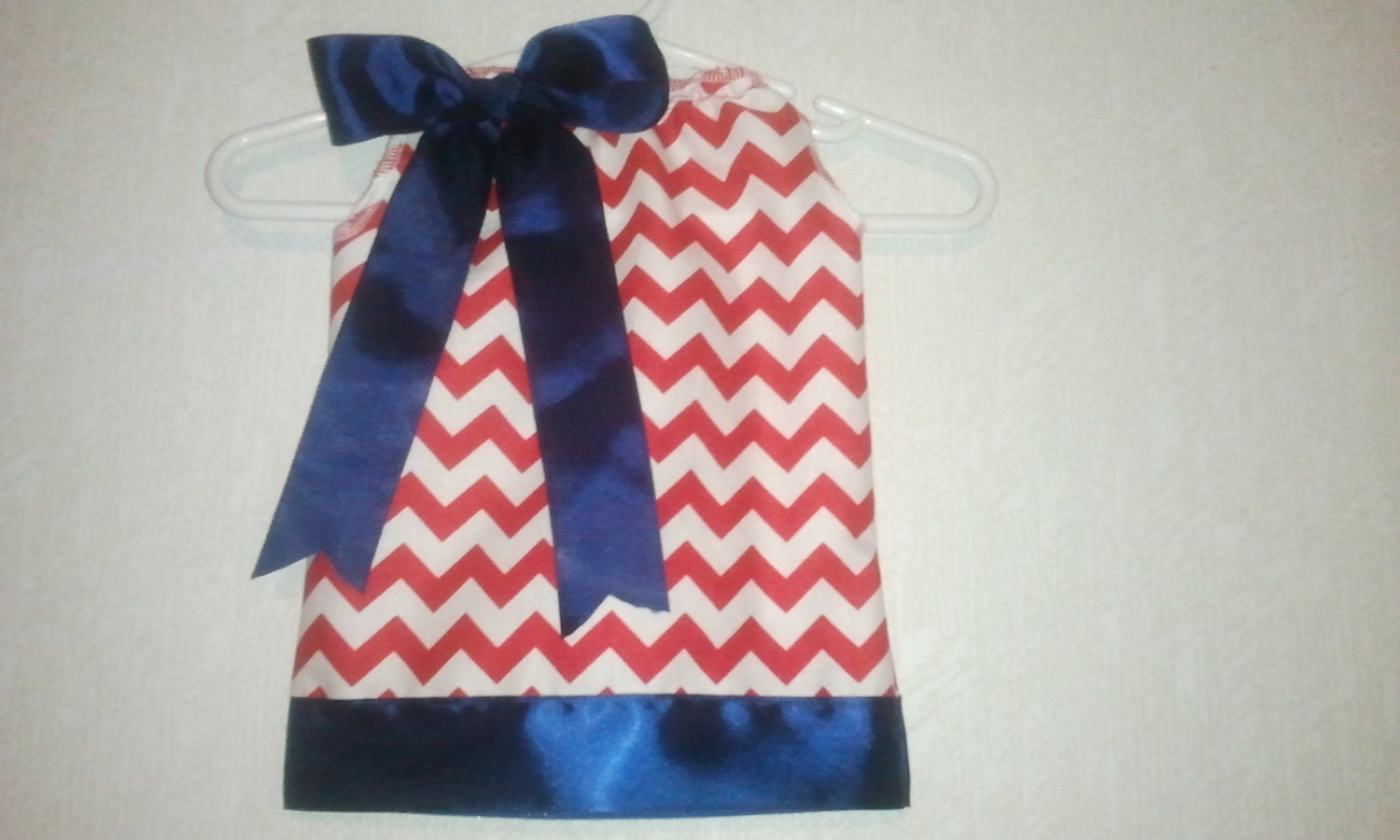 Red and white chevron pillowcase dress, baby romper, Birthday outfit, Mother's day, 4th of july outift  Available in sz newborn to  2T