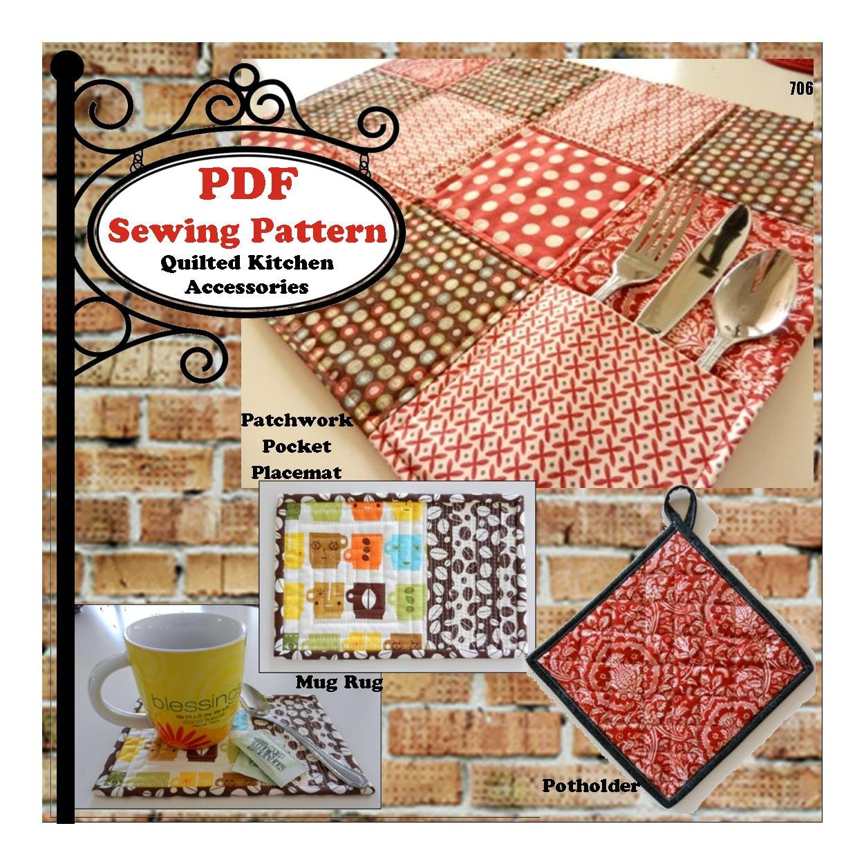 Quilted Kitchen Accessories PDF Sewing by MaggieElizDesigns