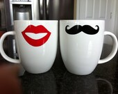 Lips and Mustache Coffee Cup Set