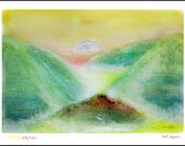 Emergence- Nerthus-  Norse Earth Mother Goddess painting-  8.5 x11 archival art print