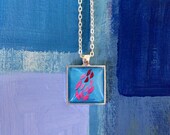 Lauren's Mauve Leaves Squares Pendant