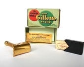 Gillette Razor Vintage Shaving Open Comb New Good Will Safety Razor Goodwill Probak Auto Strop Blades 1930s
