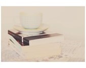 jane austen book color  photo print - whimsical fine art still life photography, dream, feminine, soft, enchanting, cream, literary - 14x11