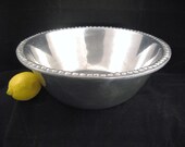 Large Pewter Serving Bowl with Beaded Rim