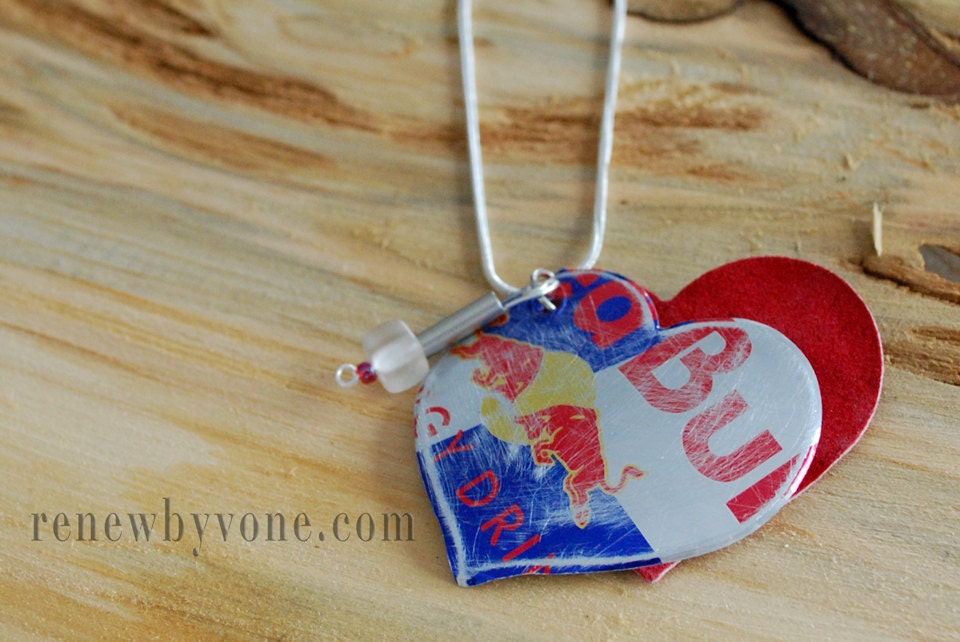 Recycled Aluminum Necklace - Red Bull Love