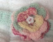 Hand Knitted Baby Headband with Crochet Flower