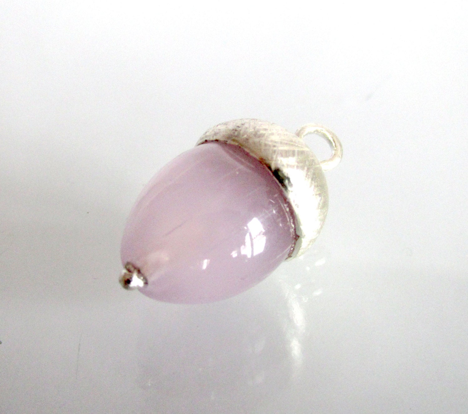 Rose quartz pendant in sterling silver Acorn necklace Statement Eco-friendly Recycled Sterling Silver Bridesmaid favor Wedding favor
