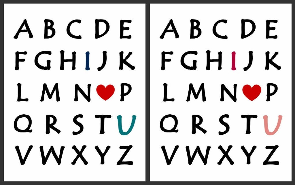 Nursery Art Print. ABC I Love You. 8.5x11 alphabet wall art print