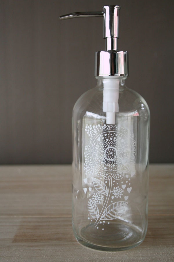 Glass Soap Dispenser - French Cottage Flower