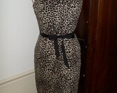 MAY SALE 1950s Inspired Leopard Wiggle Dress  Open Back Size Large and XL