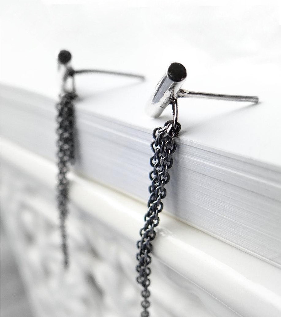 Cluster Stud Handmade Recycled Sterling Silver  Earrings Modern / Edgy / Post Earrings-Eco-Friendly