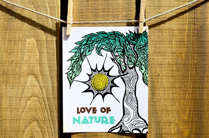 Poster Print 8x10 - Sunshine Tree Quote - of Fine Art Illustration for Your Wall Decor