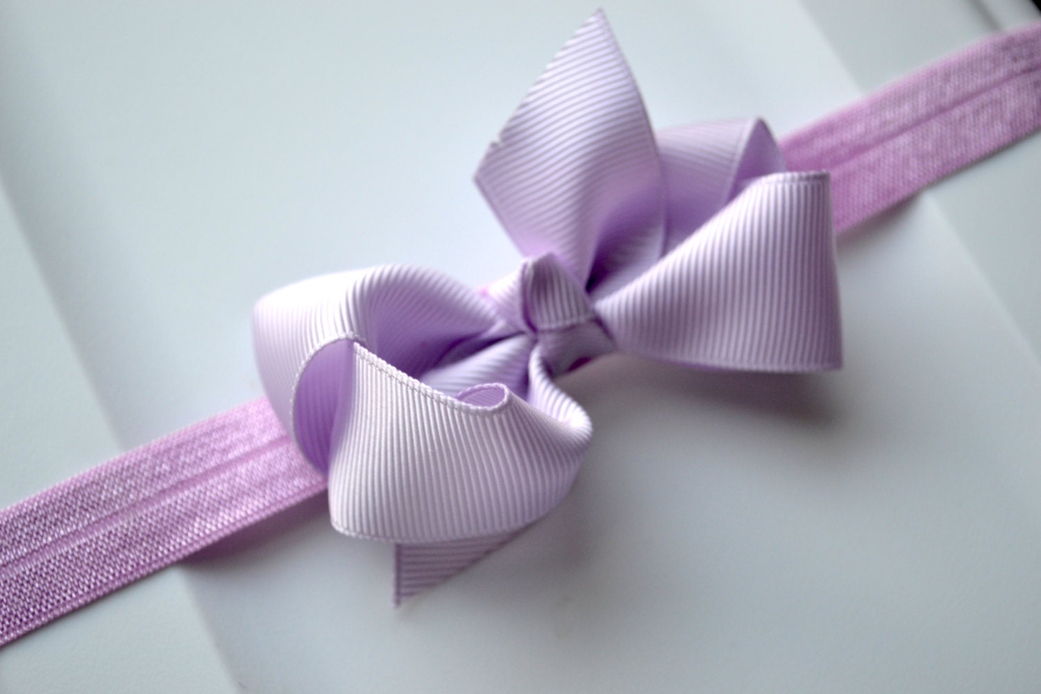 15% off Lavender Bow Headband, for Newborn to Toddler. Newborn Photo prop, First birthday headband. Easter Headband.