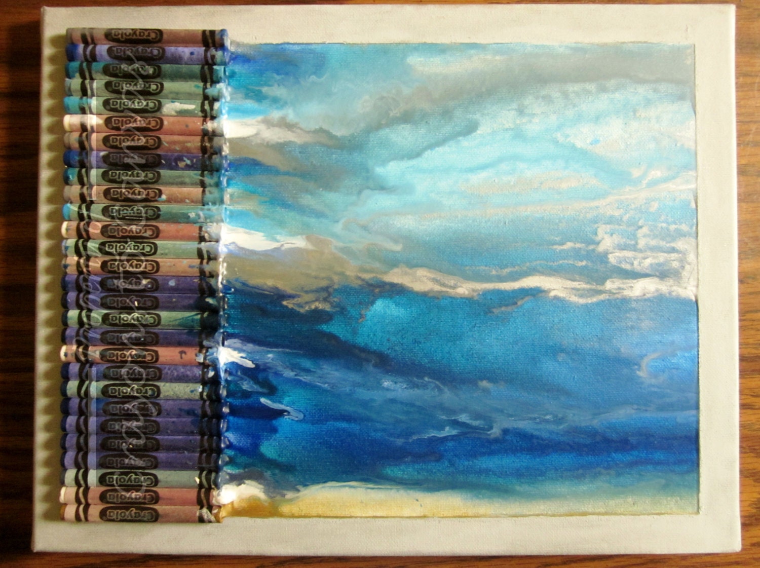 Melted Crayon Art- Sea Scape, Small plus gift